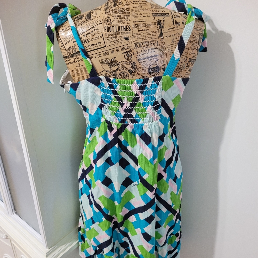 Lilly Pulitzer Geometric pattern signature Cotton fabric Summer mini dress sz 6 - Picture 8 of 12